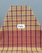Red, Yellow, and White Checked Cotton Saree pallu