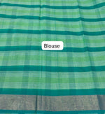 Dark Green, Light Green, and White Checked Cotton Saree Blouse