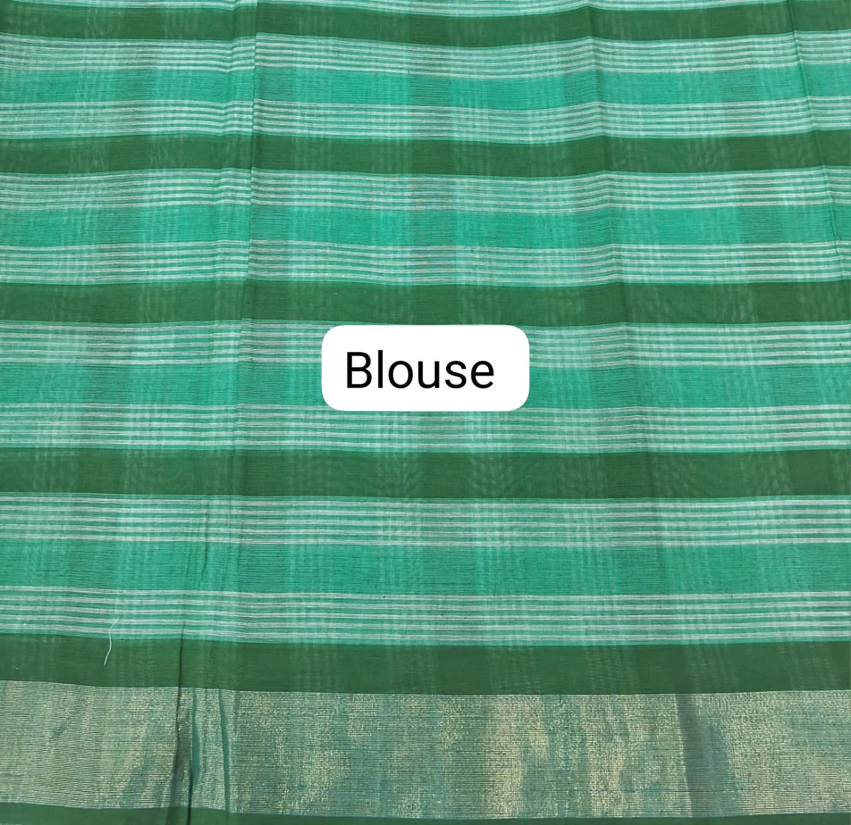 Marine Blue, Dark Green, and White Checked Cotton Saree Blouse