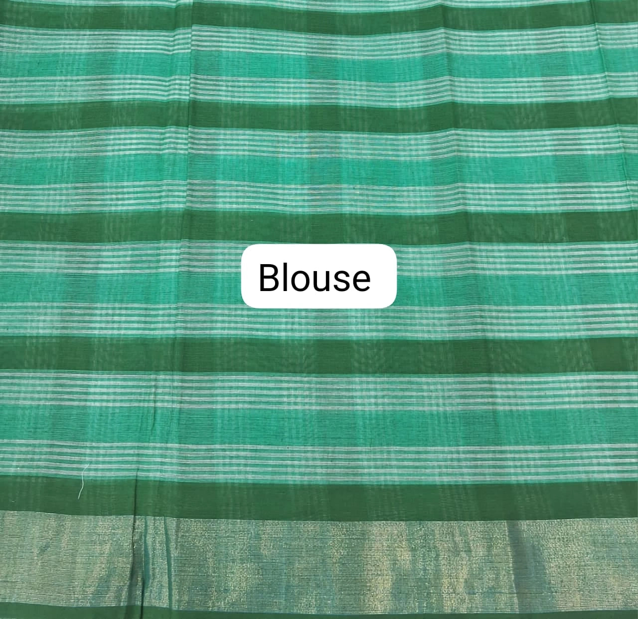 Marine Blue, Dark Green, and White Checked Cotton Saree Blouse