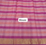Light Pink, Peach, and White Checked Cotton Saree Blouse
