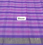 Lavender, Light Pink, and White Checked Cotton Saree Blouse