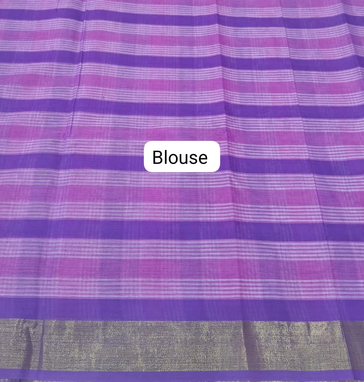 Lavender, Light Pink, and White Checked Cotton Saree Blouse
