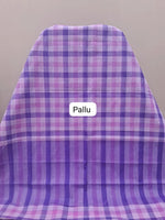 Lavender, Light Pink, and White Checked Cotton Saree pallu
