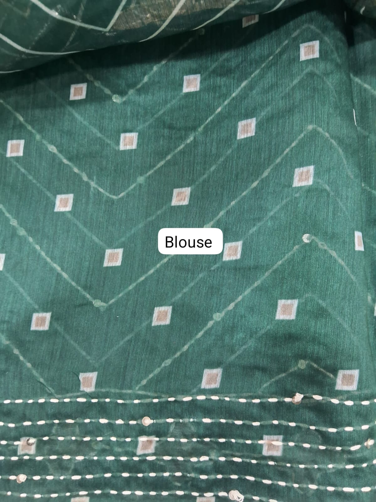 Green Chanderi Saree  Blouse