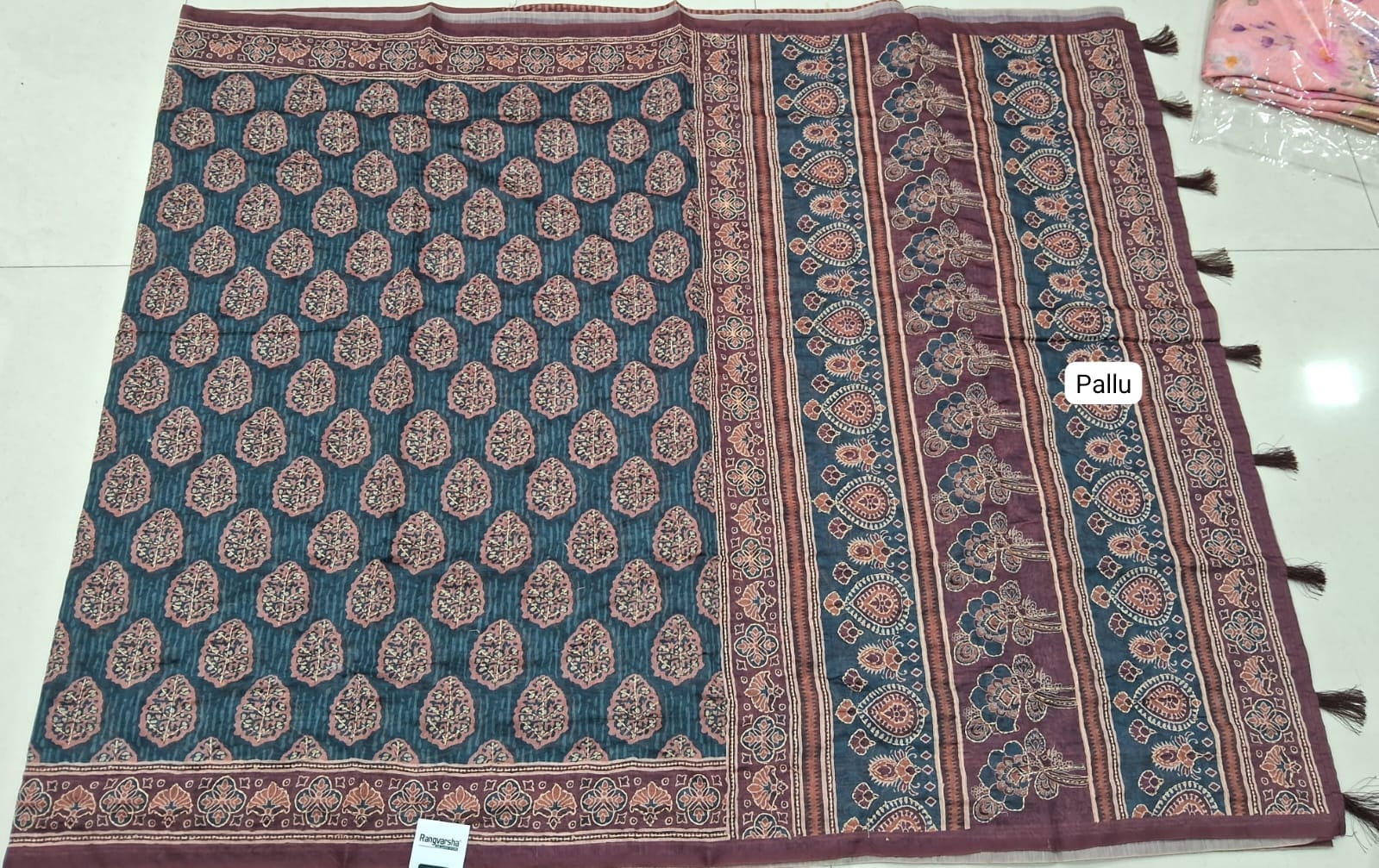 Elephant Grey Chanderi Saree pallu