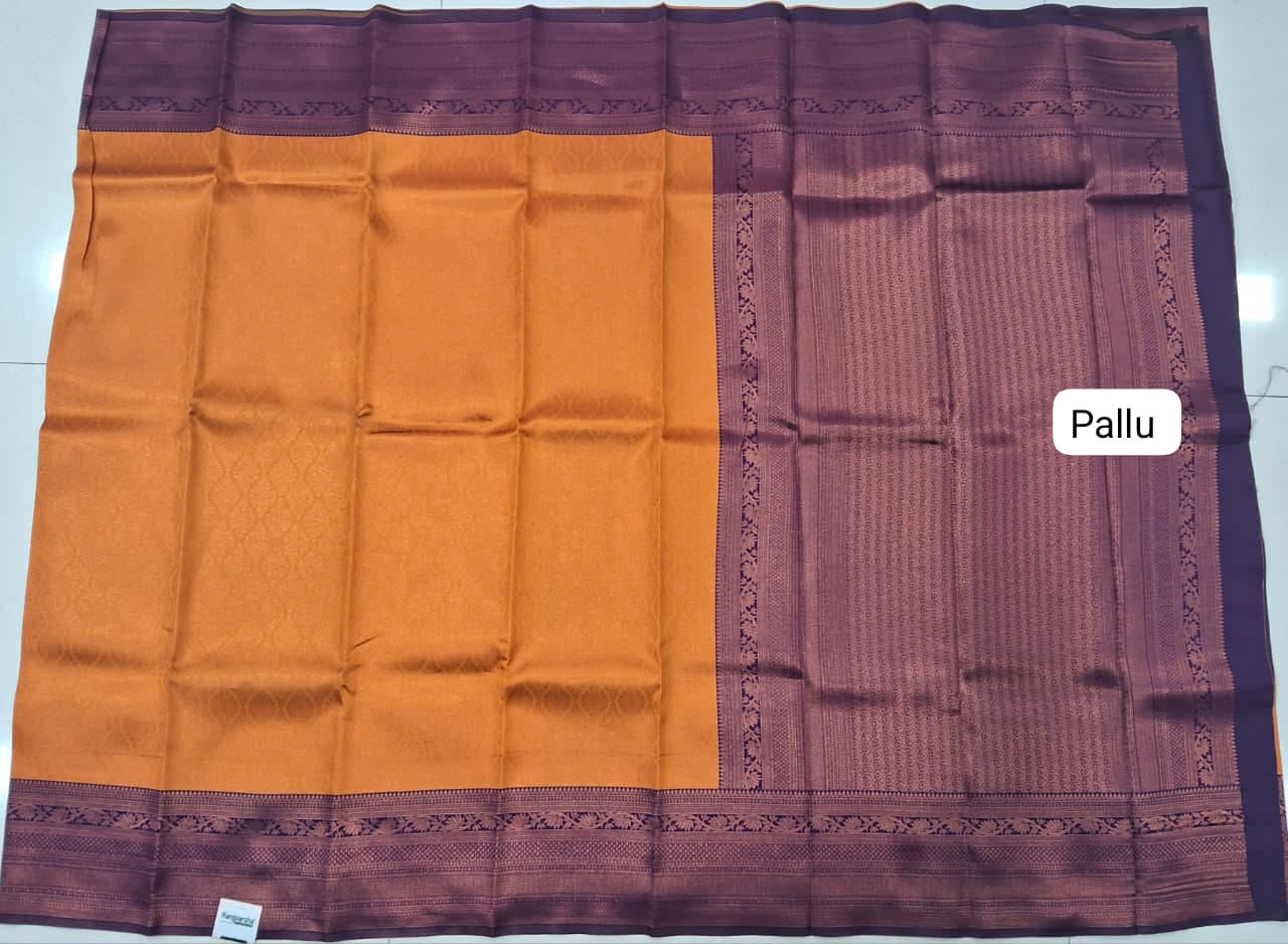 Orange Kanchi Semi Silk Saree Pallu