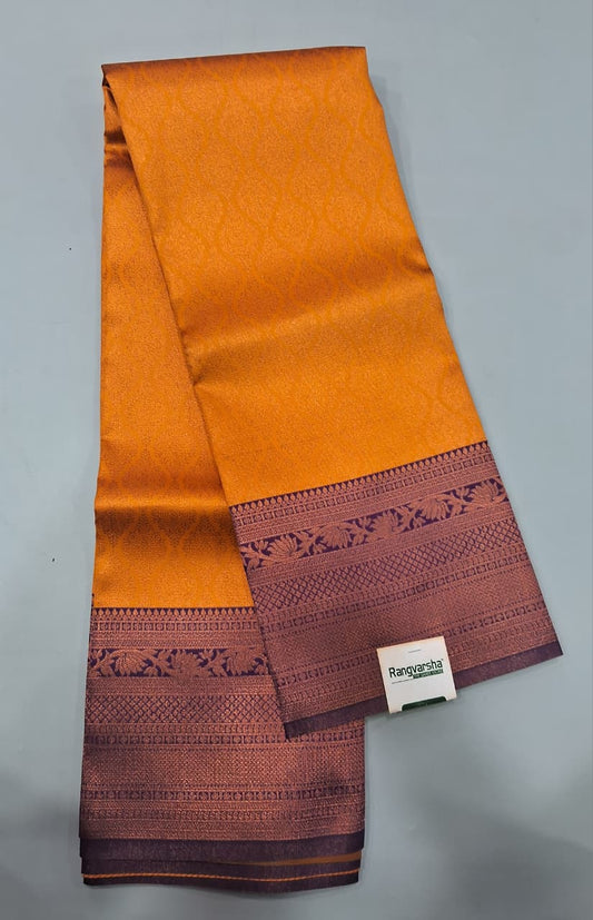 Orange Kanchi Semi Silk Saree