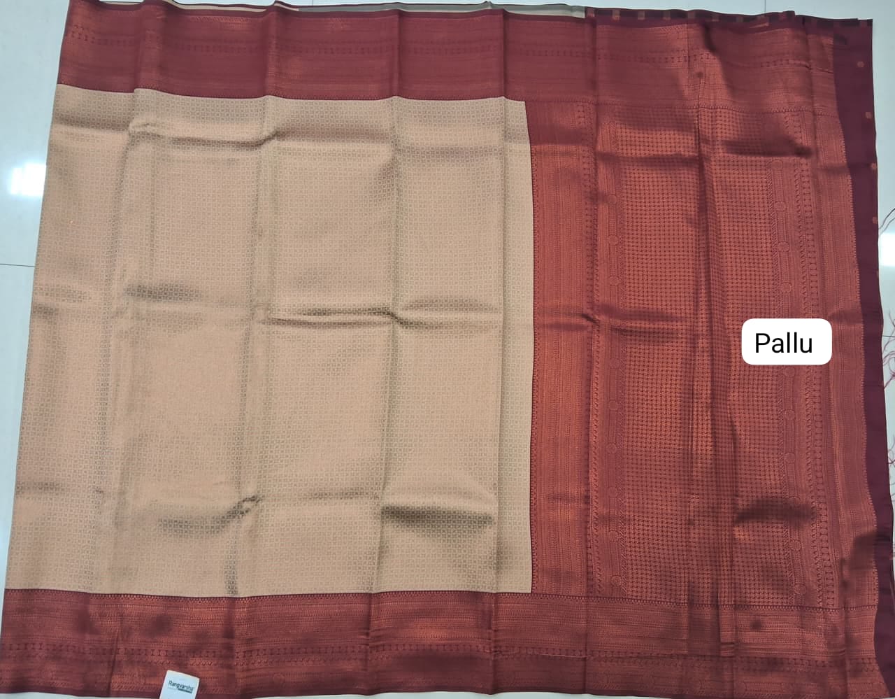Cream Kanchi Semi Silk Saree Pallu