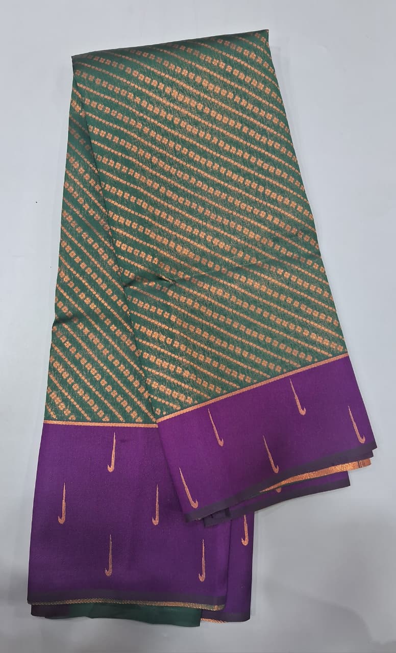 Bottle Green Kanchi Semi Silk Saree 
