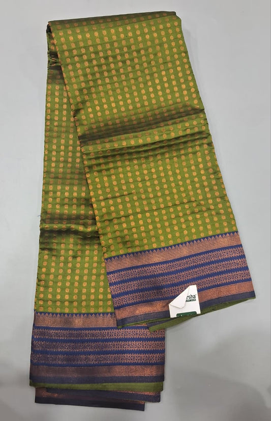 Forest Green Kanchi Semi Silk Saree
