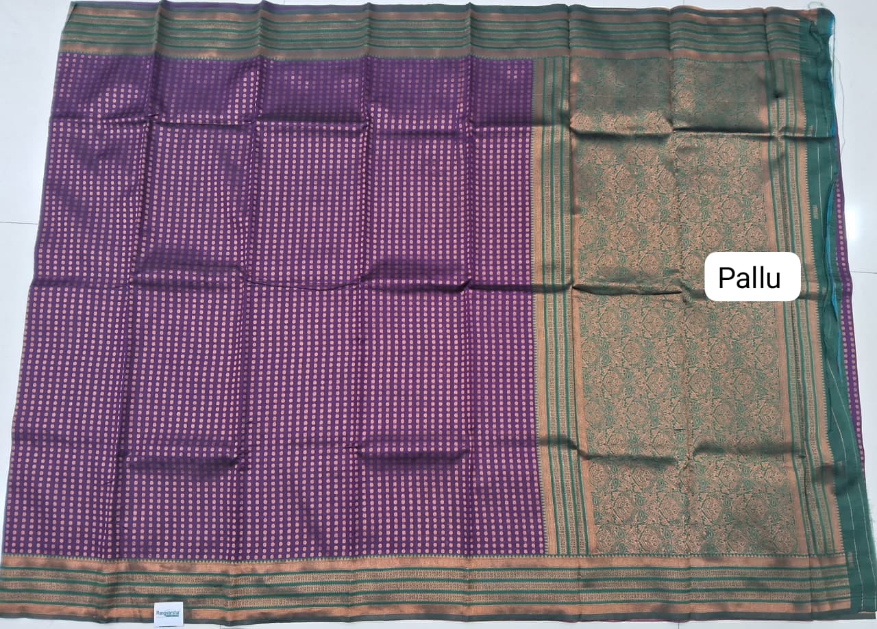 Purple Kanchi Semi Silk Saree Pallu