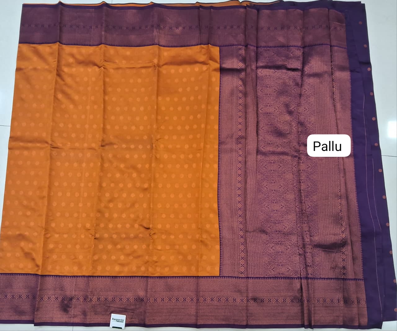 Orange Kanchi Semi Silk Saree Pallu