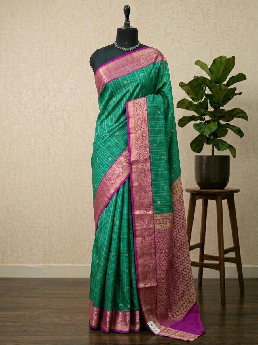Green Kanchi Semi Silk Saree 