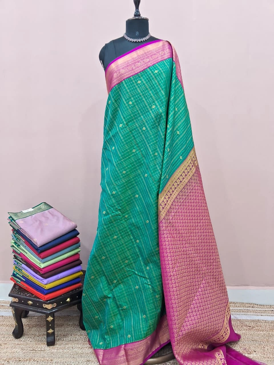 Green Kanchi Semi Silk Saree 
