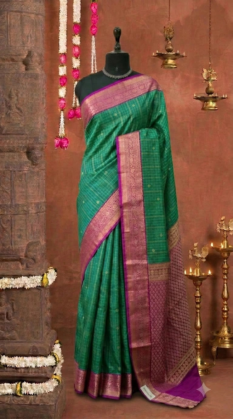 Green Kanchi Semi Silk Saree 