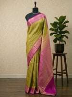 Olive Green Kanchi Semi Silk Saree 