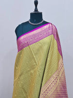 Olive Green Kanchi Semi Silk Saree 1