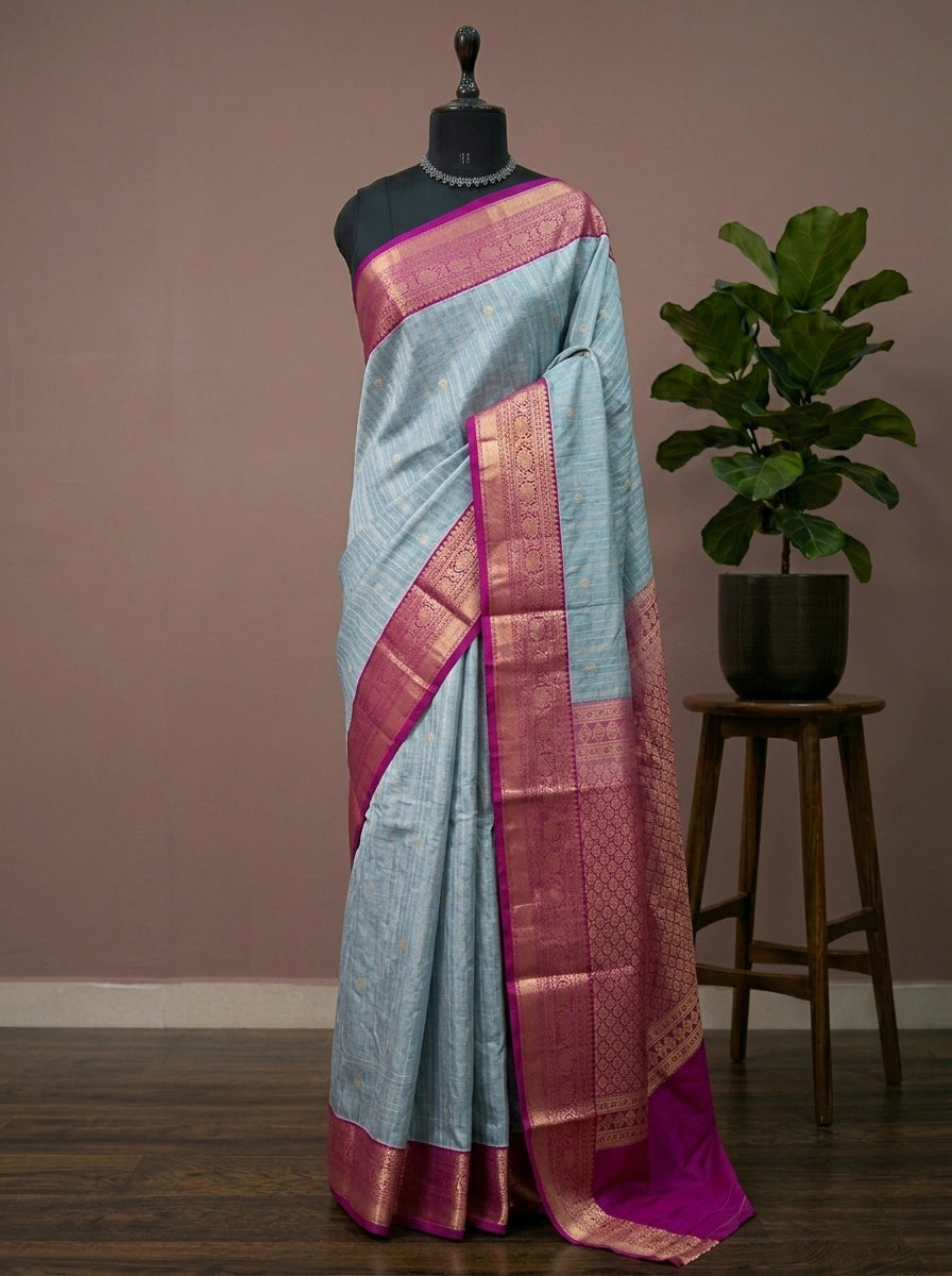 Light Blue Kanchi Semi Silk Saree 
