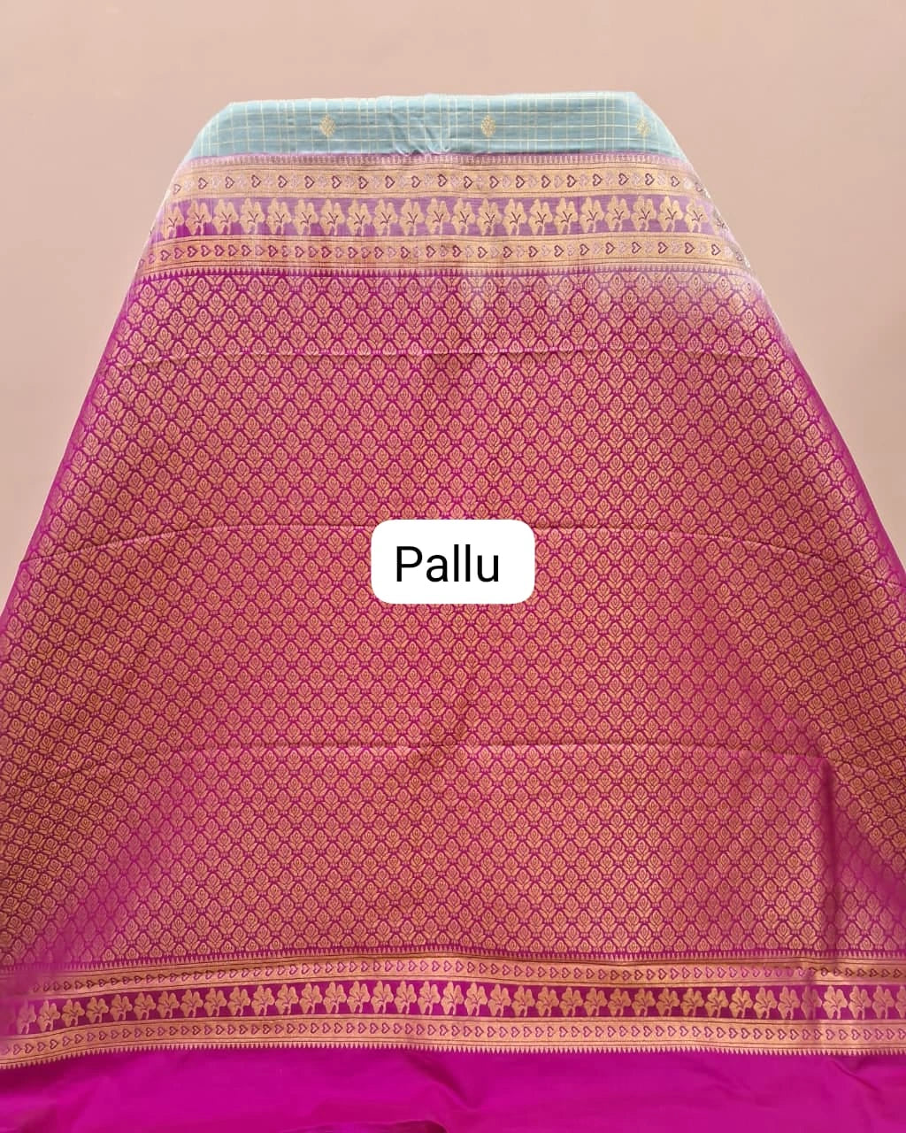 Light Blue Kanchi Semi Silk Saree pallu