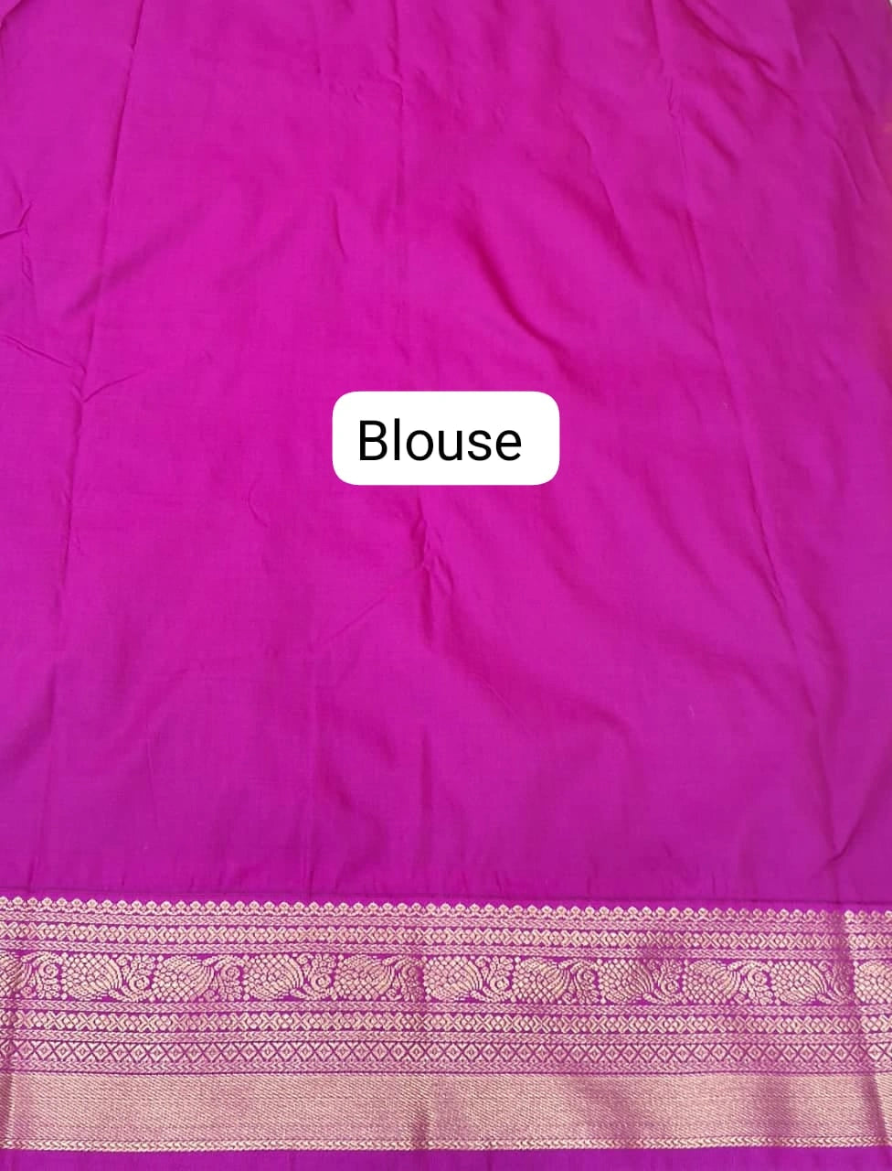 Light Blue Kanchi Semi Silk Saree blouse
