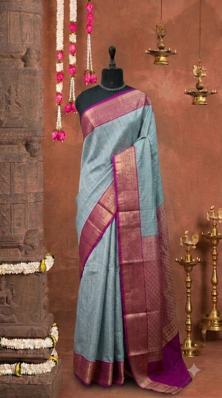 Light Blue Kanchi Semi Silk Saree 