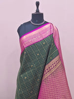 Bottle Green Kanchi Semi Silk Saree 1