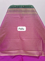 Bottle Green Kanchi Semi Silk Saree pallu