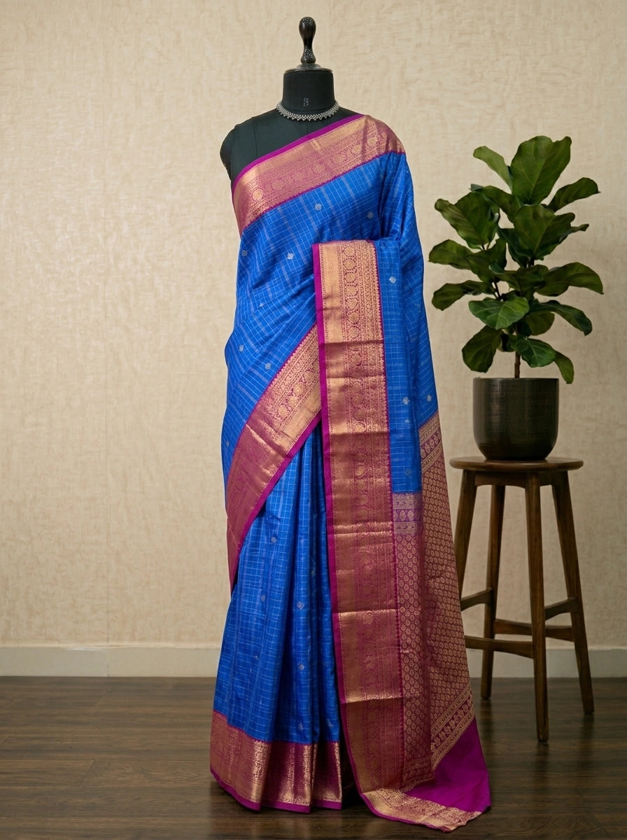 Royal Blue Kanchi Semi Silk Saree 