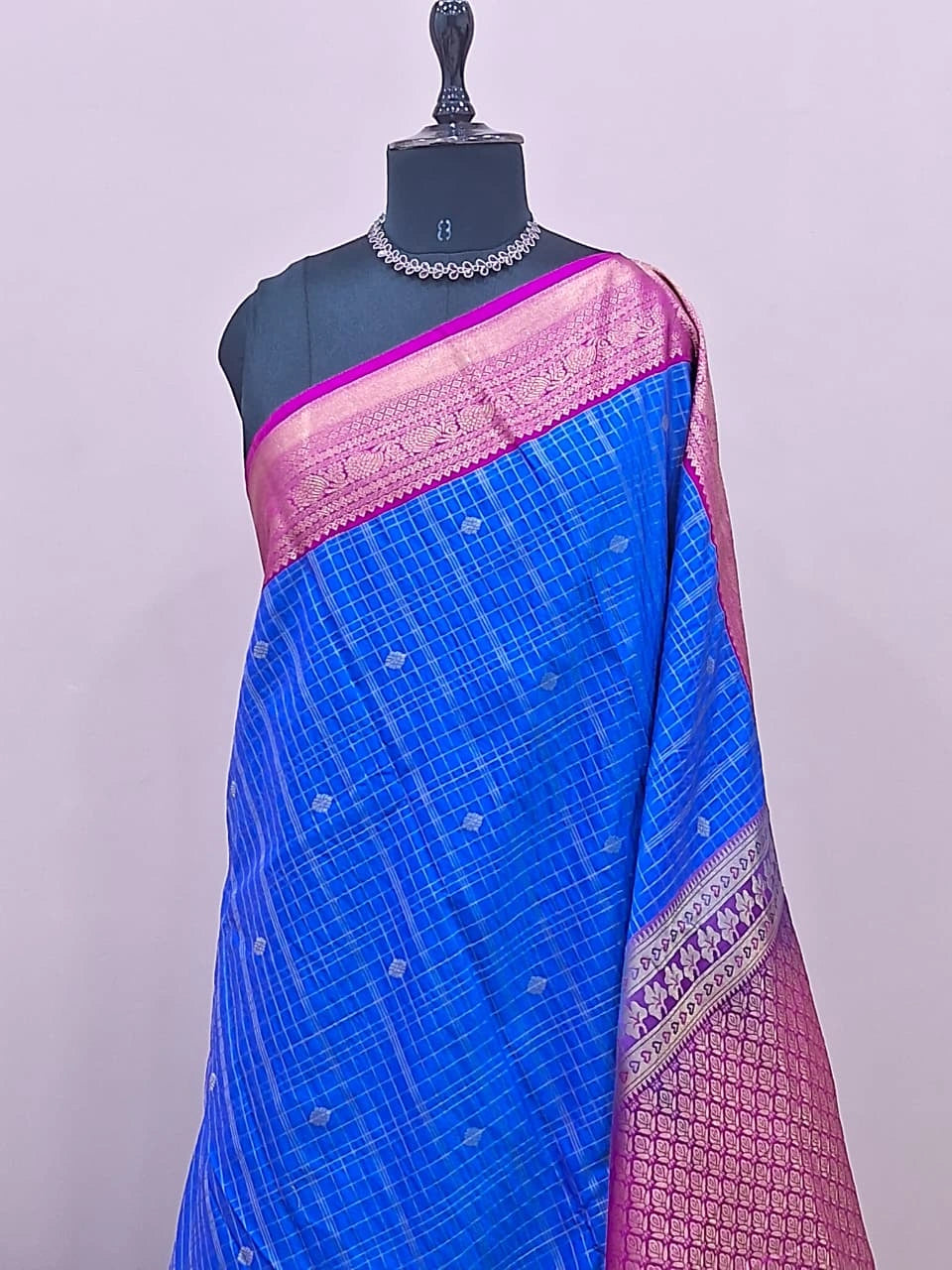 Royal Blue Kanchi Semi Silk Saree 1