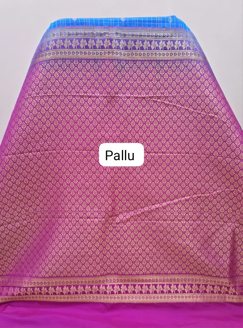 Royal Blue Kanchi Semi Silk Saree pallu