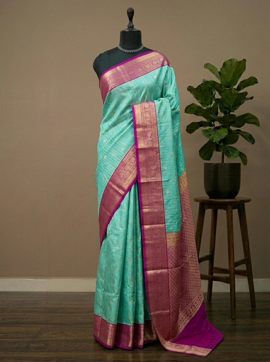 Mint Blue Kanchi Semi Silk Saree 