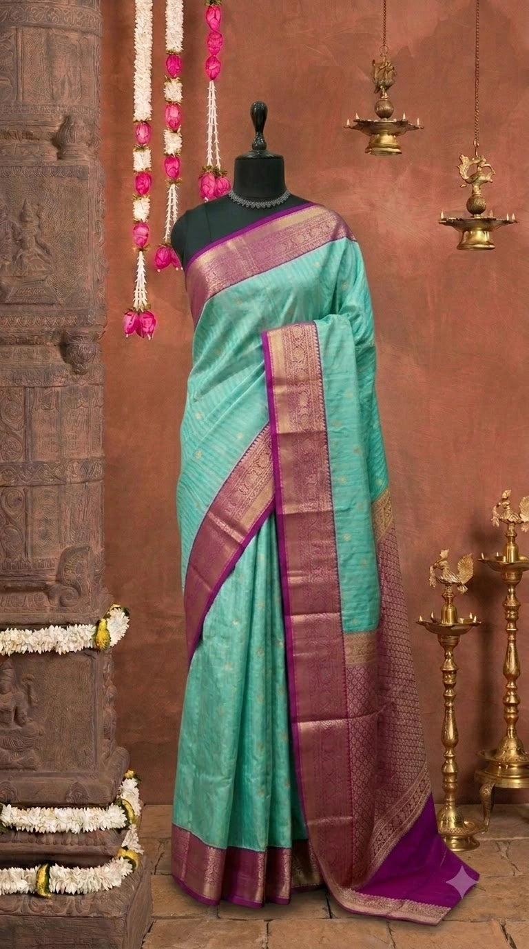 Mint Blue Kanchi Semi Silk Saree 