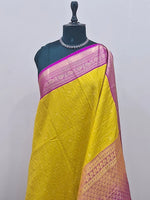 Lemon Yellow Kanchi Semi Silk Saree 1