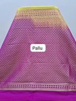 Lemon Yellow Kanchi Semi Silk Saree pallu
