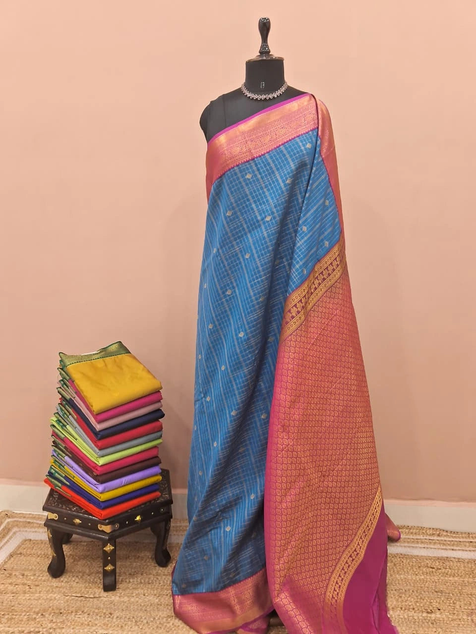 Navy Blue Kanchi Semi Silk Saree 