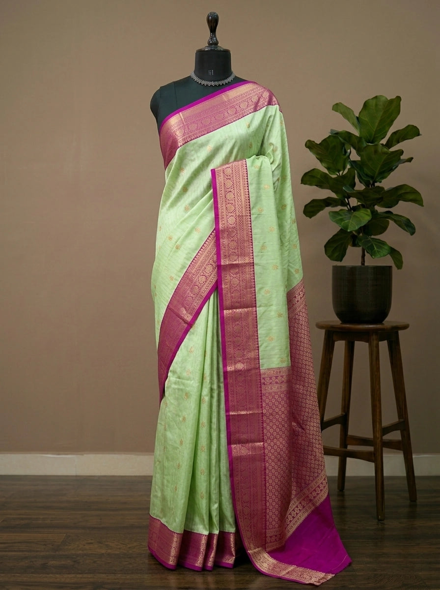 Light Green Kanchi Semi Silk Saree 
