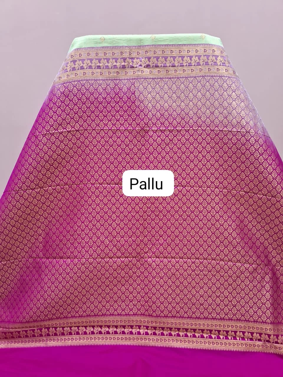 Light Green Kanchi Semi Silk Saree pallu