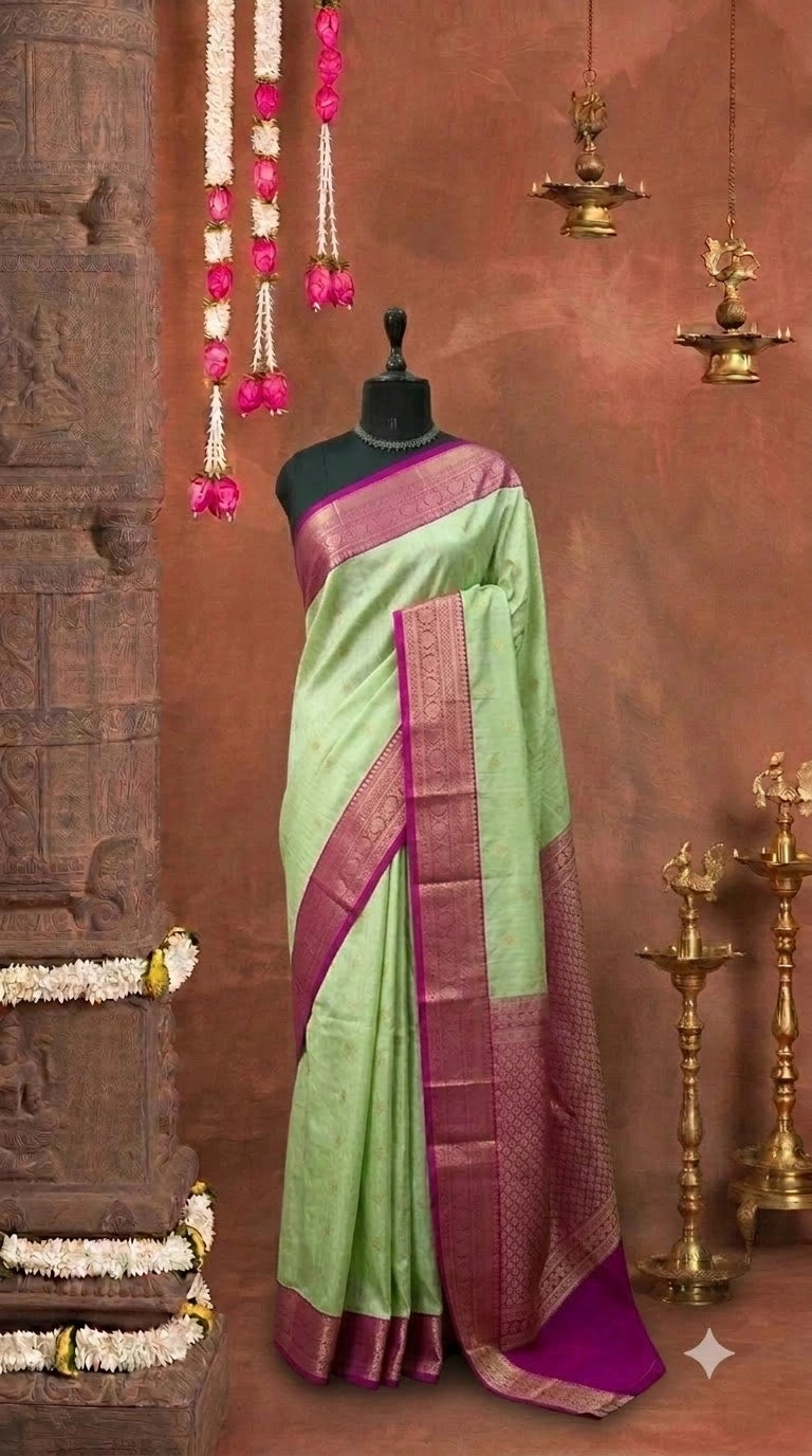 Light Green Kanchi Semi Silk Saree 