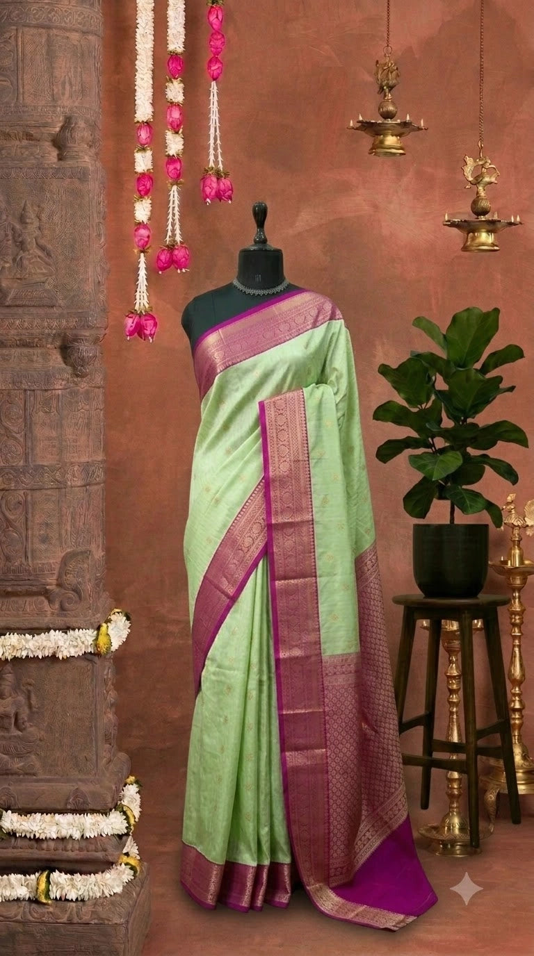 Light Green Kanchi Semi Silk Saree 