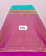 Aqua Blue Kanchi Semi Silk Saree pallu