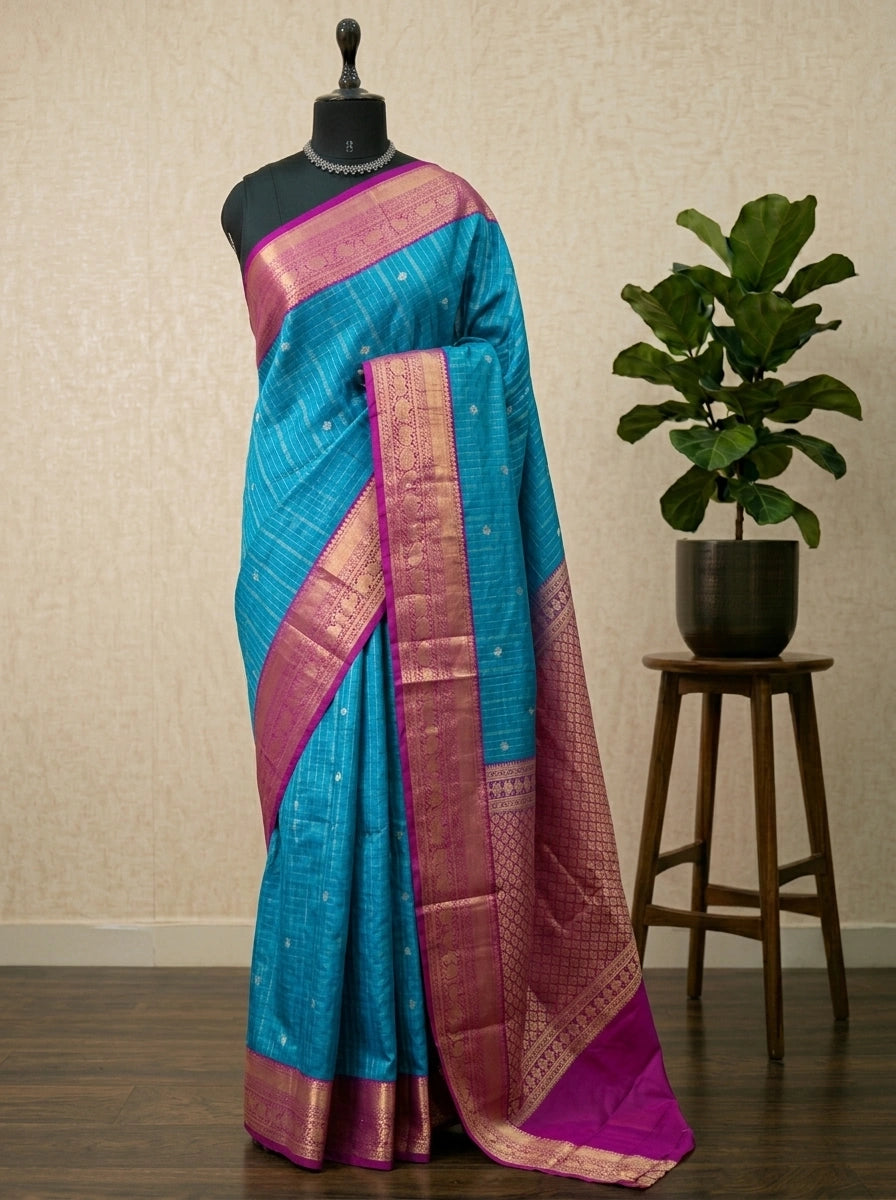 Blue Kanchi Semi Silk Saree 
