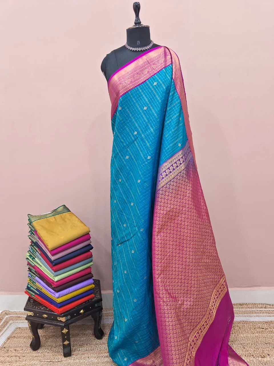 Blue Kanchi Semi Silk Saree 