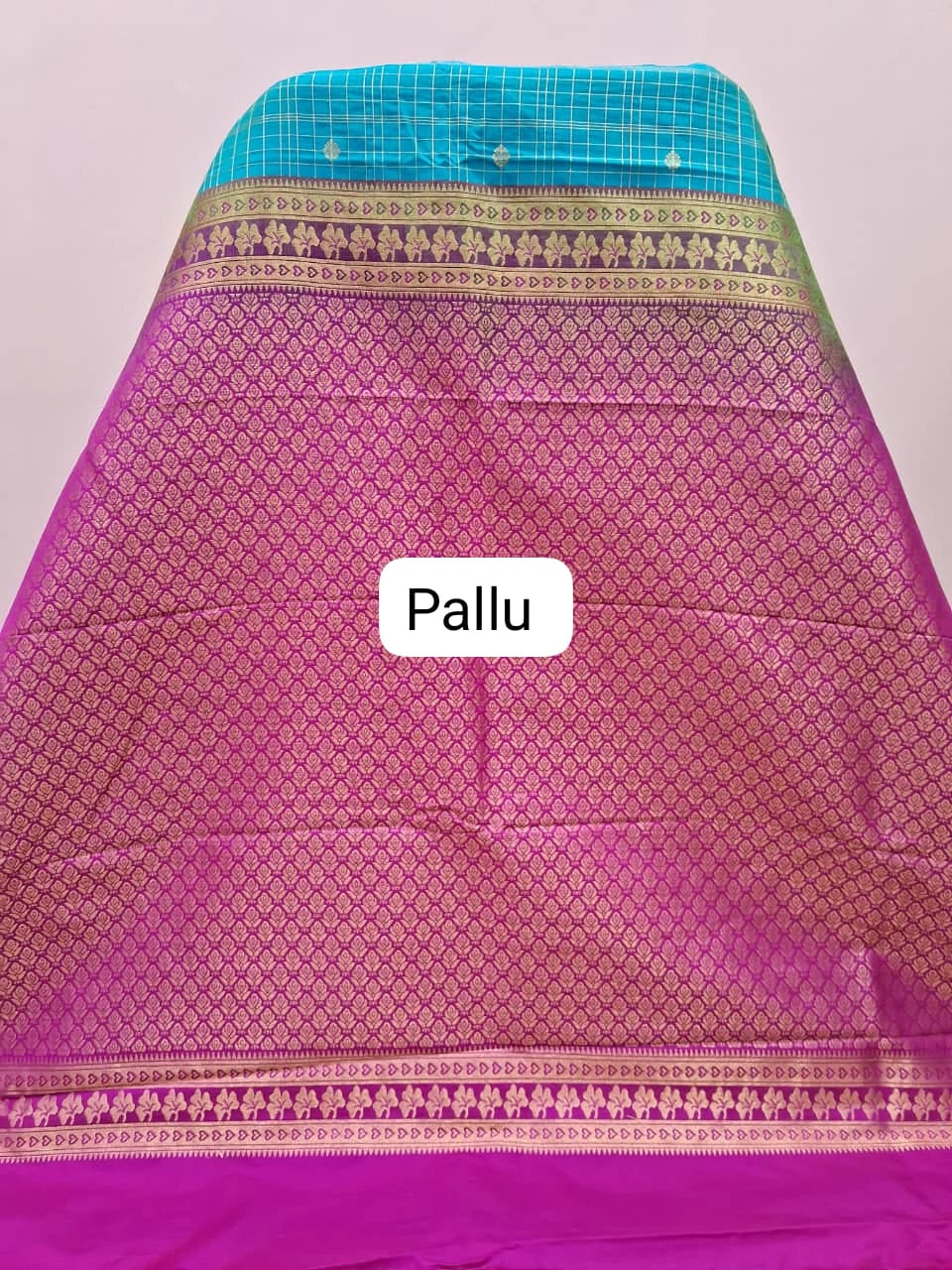 Blue Kanchi Semi Silk Saree pallu