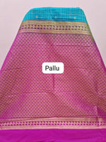 Blue Kanchi Semi Silk Saree pallu