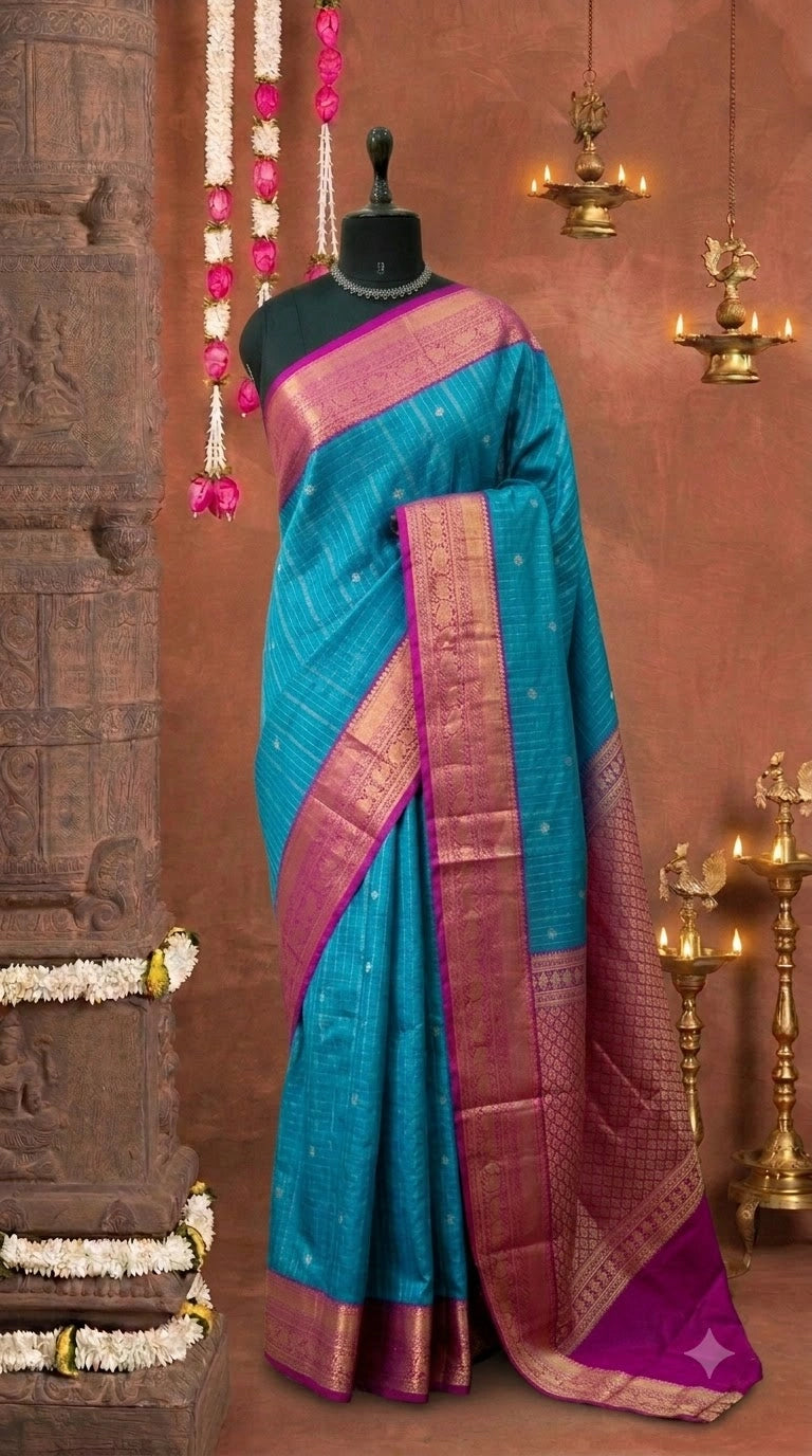 Blue Kanchi Semi Silk Saree 