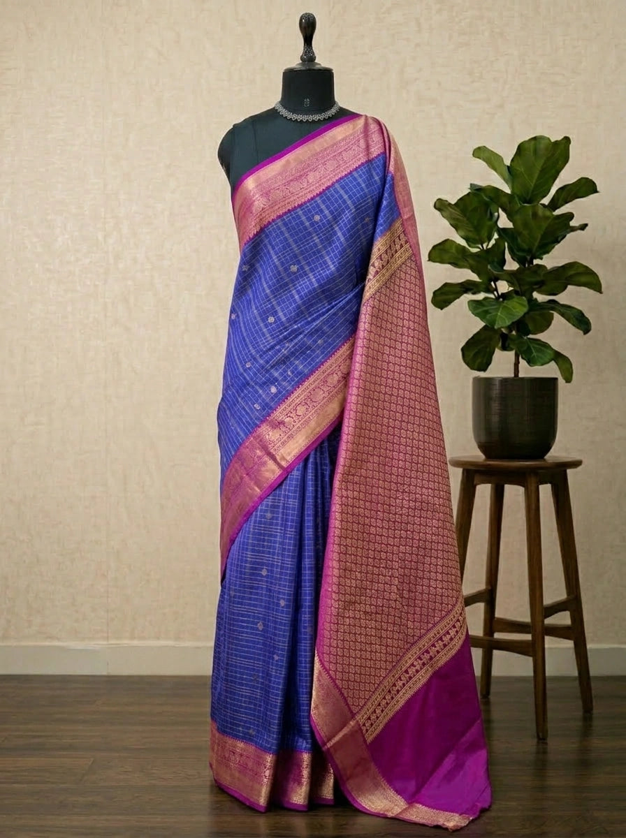 Royal Blue Kanchi Semi Silk Saree 