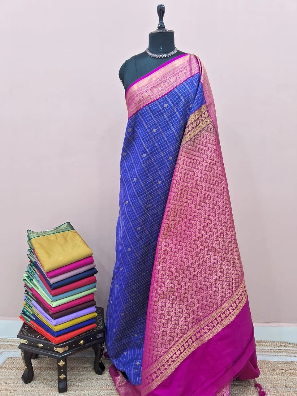 Royal Blue Kanchi Semi Silk Saree 