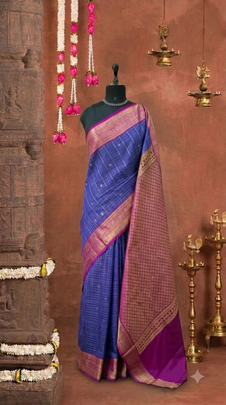 Royal Blue Kanchi Semi Silk Saree 