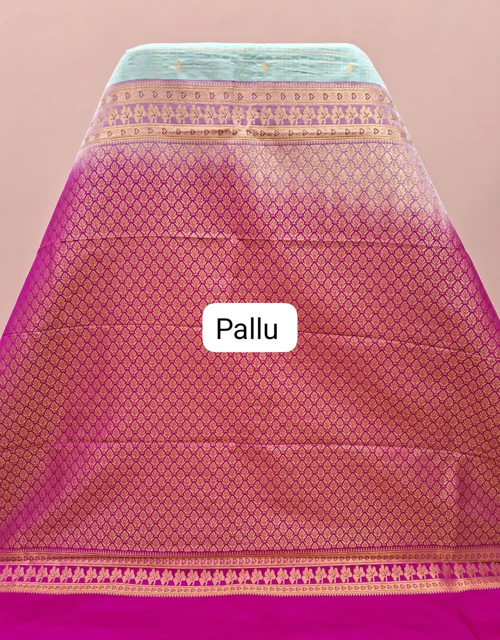 Pastel Blue Kanchi Semi Silk Saree pallu